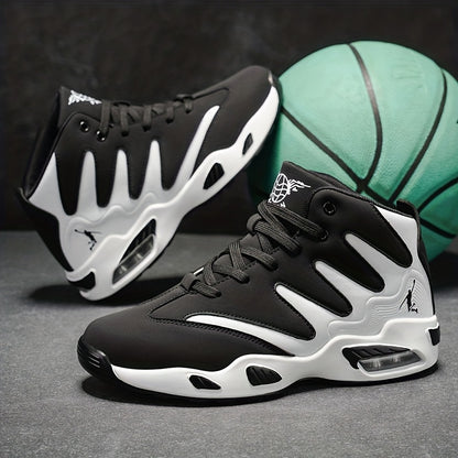 Men's High-Top Basketball Shoes Lightweight Breathable PU Sneakers