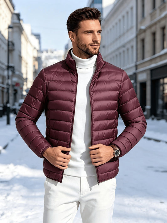 Men's Lightweight Stand-Collar Quilted Jacket for Fall Winter