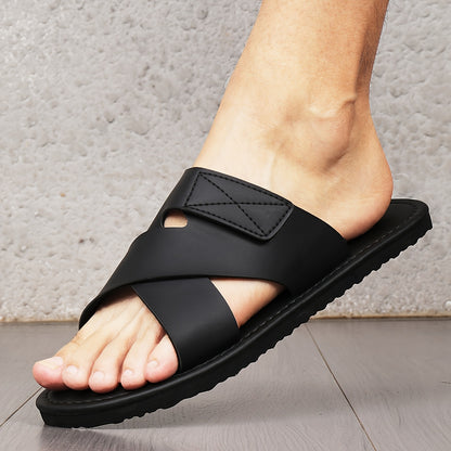 Men's Casual British Style Flat-Soled PU Slippers
