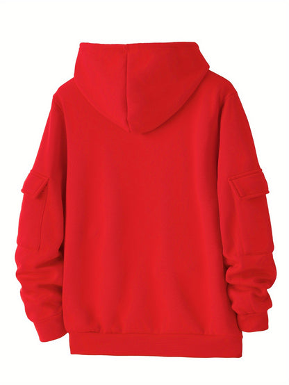 Men's Casual Zip Hoodie and Loose Cargo Pants Set - Breathable Polyest