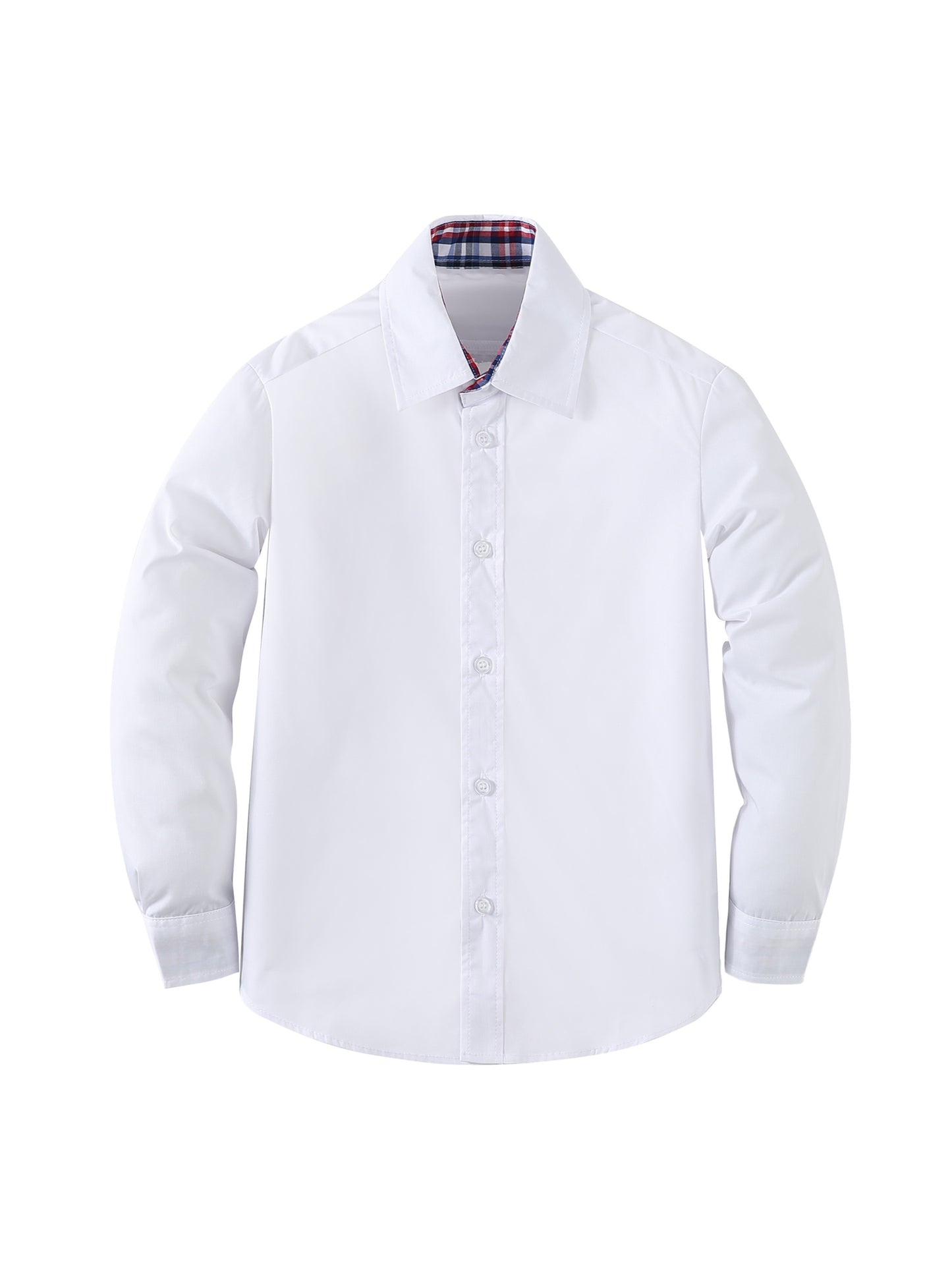 Boys' Preppy Plaid Patchwork Shirt with Lapel Collar