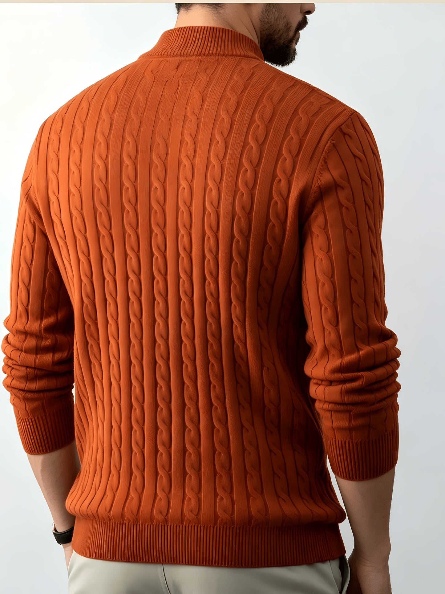 Men's Casual Quarter-Zip Knit Pullover for Spring and Fall