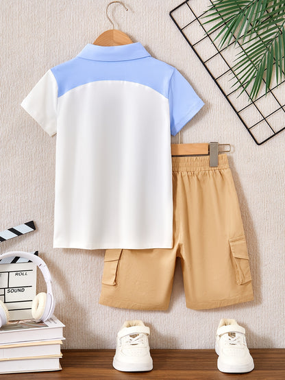 Boys' Summer 2-Piece Cotton Shorts Set with Polo T-Shirt