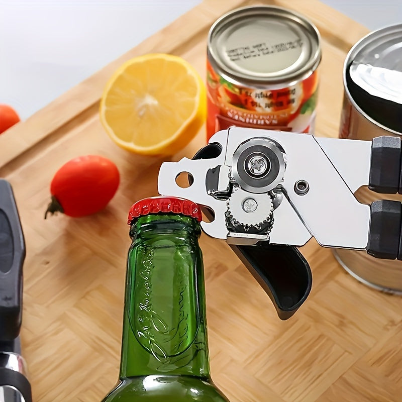 Stainless steel can opener Manual 3-in-1 multi-function can opener Kitchen gadget Can opener knife