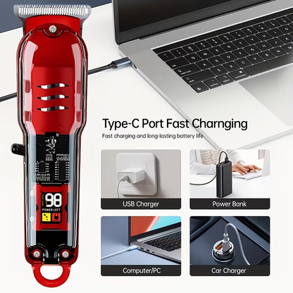 FEIYBA Professional Hair Clipper for Men and Women | Rechargeable Barber Grade Trimmer with Multiple Limit Combs, Ideal for Salon, Travel, Shaving, Haircutting, Trimming Body Hair, Oil Head Electric Thruster, Digital Display, - ayq