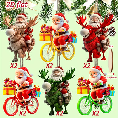 2D Flat, [2D Flat] 6pcs/12pcs Stylish Santa Claus Wooden Hanging Ornaments, Christmas Decoration Set, 2D Wooden Wall Art, New Year Gift Home Décor, Trendy Holiday Party Accessories for Tree, Garden, House & Backpack – Perf
