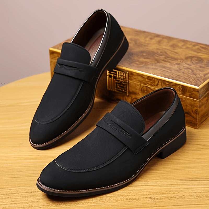 Classic Matte PU Loafers with Low Heel and Round Toe