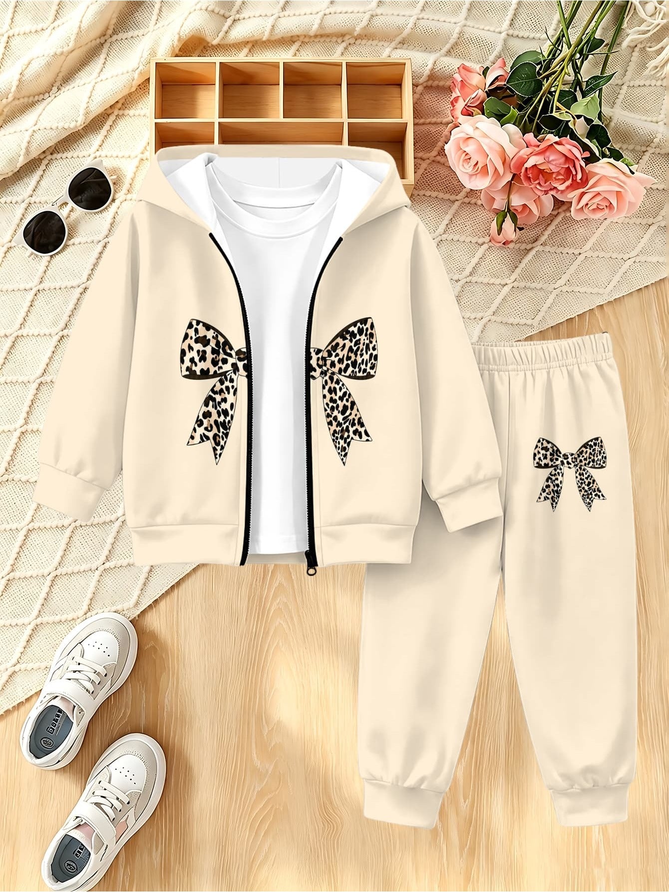 Girls' Baby Zip Hoodie & Pants Set, Lightweight Spring Casual
