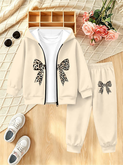 Girls' Baby Zip Hoodie & Pants Set, Lightweight Spring Casual