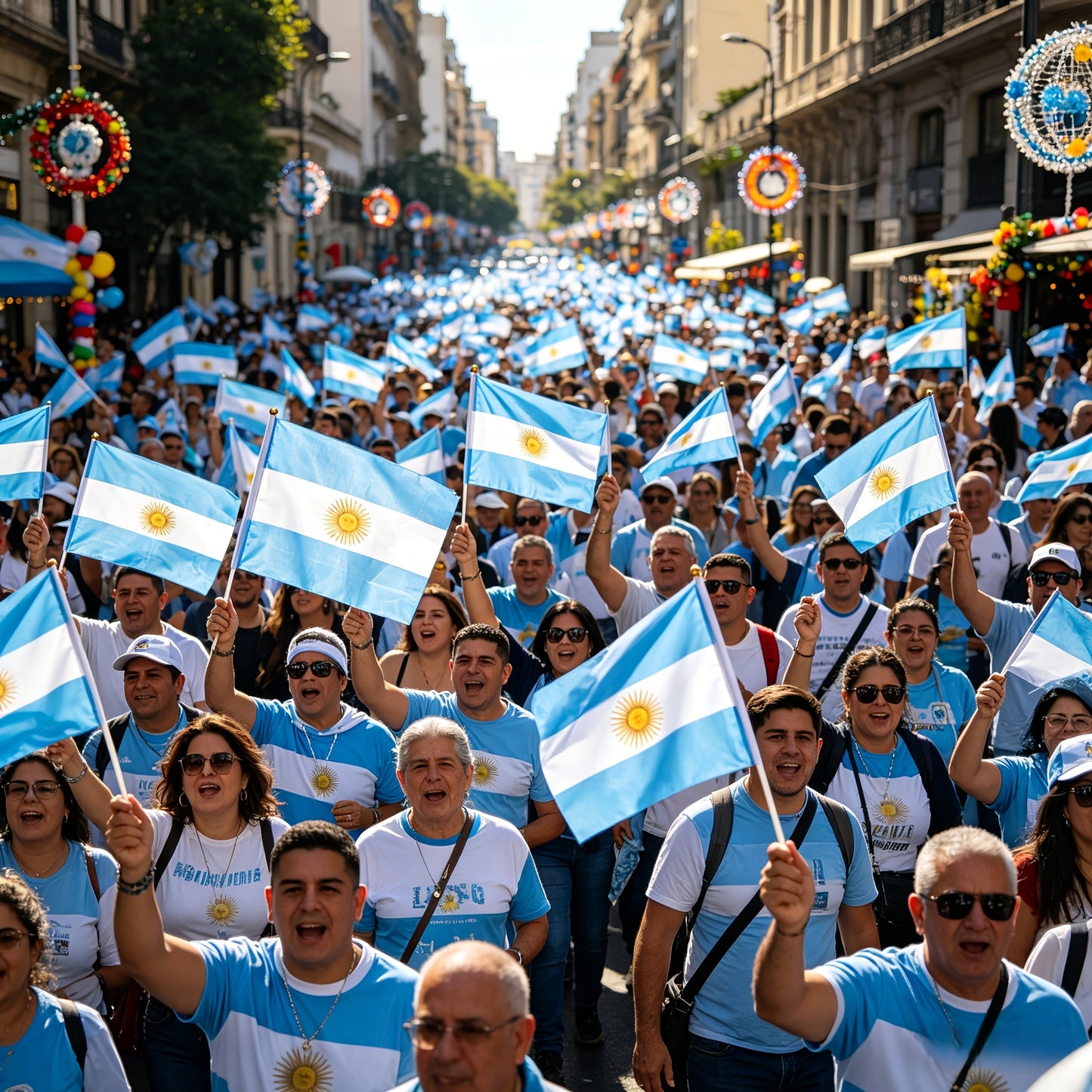 Argentine Handheld Flags Set with 6 Poles for Sports & Celebrations