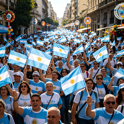 Argentine Handheld Flags Set with 6 Poles for Sports & Celebrations