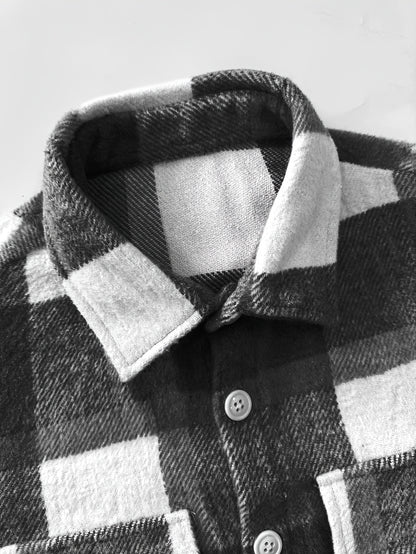 Men's Vintage Plaid Lapel Casual Jacket - Long Sleeve Outerwear