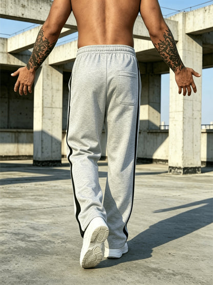 Men's Loose Fit Gym Sweatpants with Side Stripe and Pockets