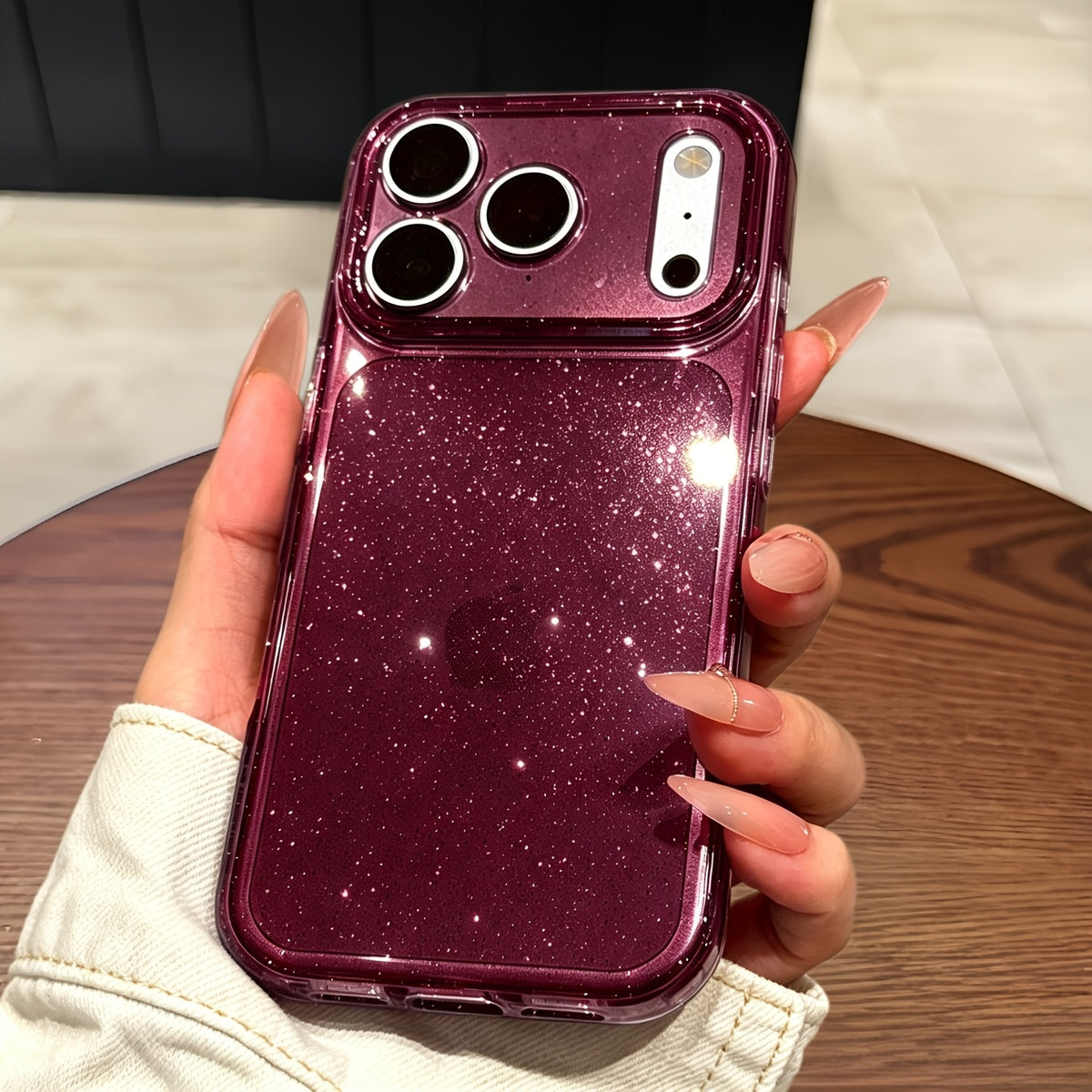 Luxury Clear Glitter Silicone Phone Case with Full Lens Protection for