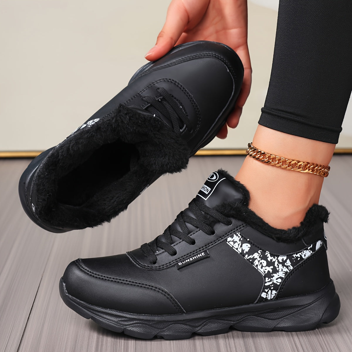 Women's Winter Thermal Fleece-Like Short Boots - Grey & Pink Synthetic Upper, Sole Traction, Lace-Up Low-Top Snow Shoes for Ice Walking, Casual & - Warm Cold Weather Outdoor Footwear