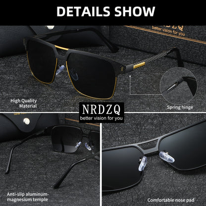 NRDZQ Men's Vintage Polarized Sunglasses with Metal Frames