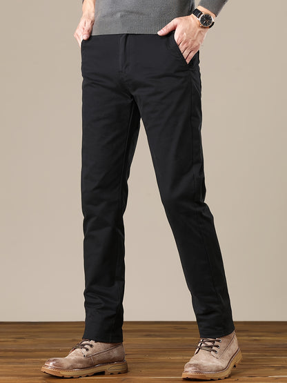 Men's Slim Fit Cotton Stretch Straight-Leg Pants for Spring & Fall