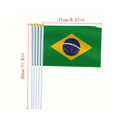 5pcs Small Brazilian Flags Handheld Polyester for Events