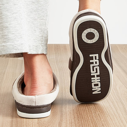 Men's Plush Memory Foam Plaid Slippers for Winter Comfort
