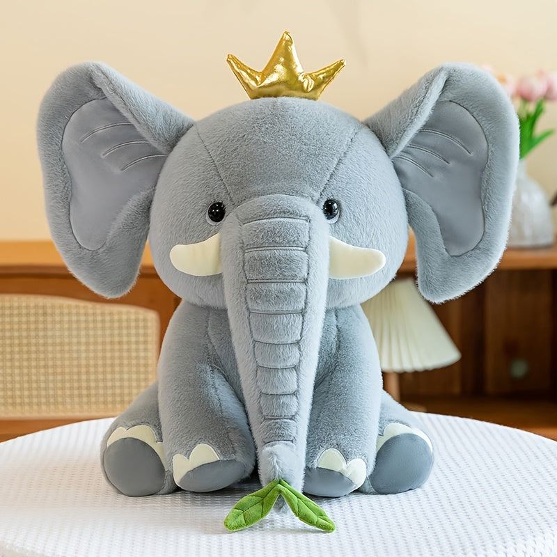 25cm/9.84in New Healing Crown Elephant Doll Plush Doll Artifact for Friends