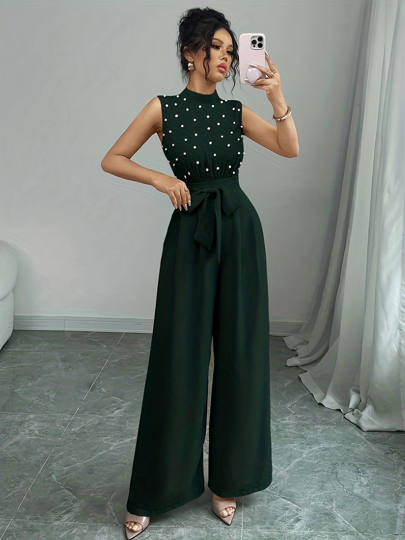 Sleeveless High-Neck Wide-Leg Jumpsuit