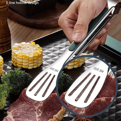 Stainless Steel Kitchen Cooking Tongs, Stainless Steel Food Tongs, Bread Serving Tongs, Anti Scalding Silica Gel, Dishwasher Safe - Small, Medium, Large