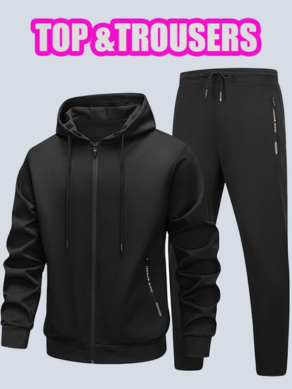 Men's Casual Sportswear Set - Polyester, Perfect T-shirt for Running and Home Leisure, Fitness Wear, Outdoor Activities, Workout Outfits, Stylish Sportswear, Comfortable Fit, Durable Construction, Two-piece Set, Active Lifest