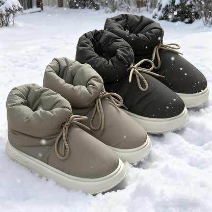 Men'S & Women'S Slip-On Snow Boots - Winter Warmth with Plush Lining, Soft Fabric Upper & Cushioned EVA Sole, Round Toe Short Ankle Boots for Indoor/Outdoor Use, Unisex Casual Footwear in Black/Gray/Navy Blue - All-Season Com