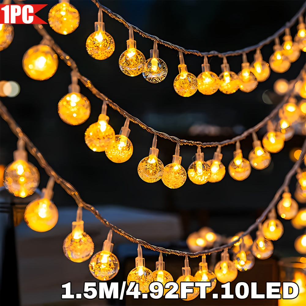 1pc, Crystal Ball Bubble Ball String Lights, 40/20/10LED, Spherical Fairy String Lights, Battery Powered, Suitable for Home, Wall Decoration, Bedroom, Party, Festival, Wedding, Autumn Decoration, Wall Decoration, Halloween, T