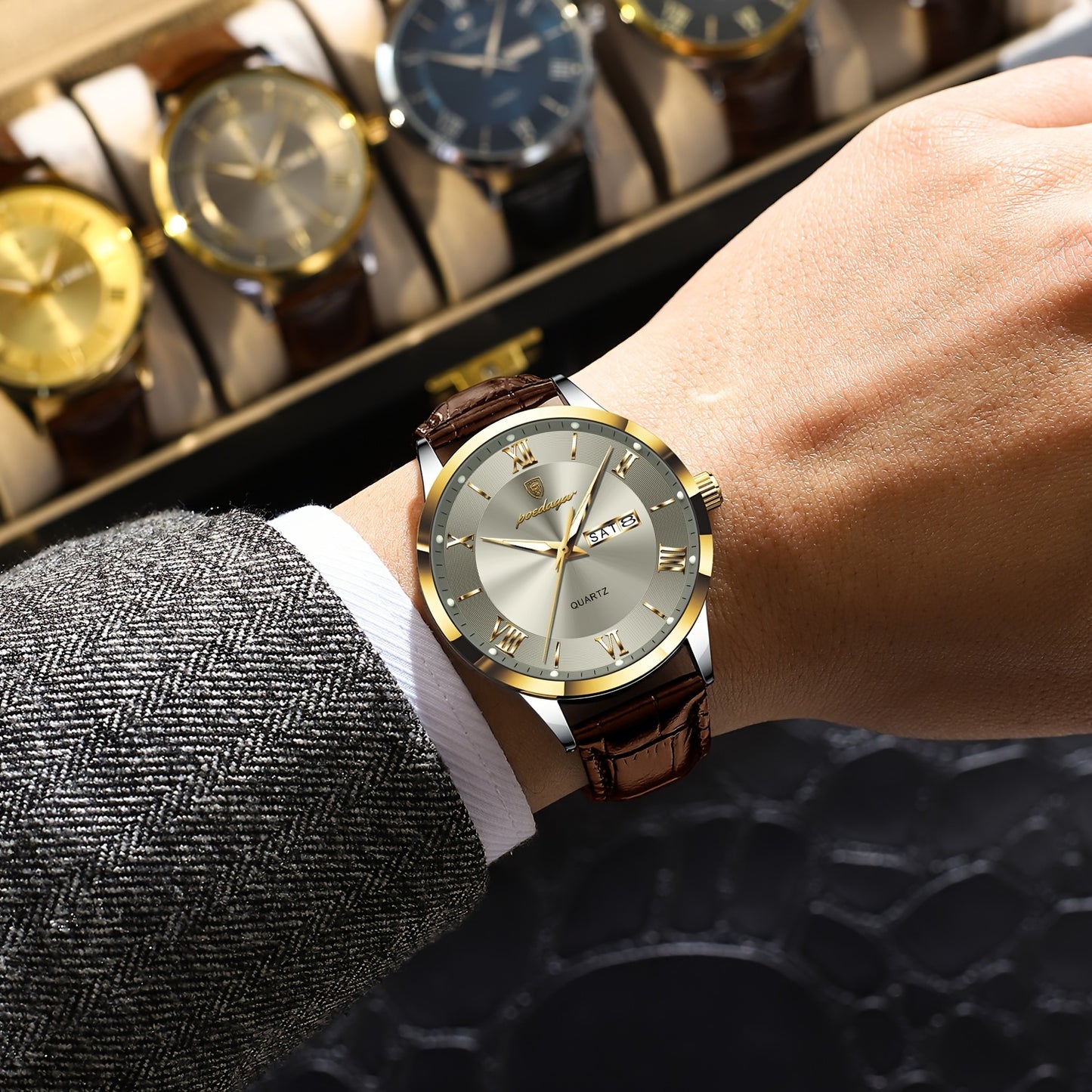 Men's Casual Quartz Watch with Luminous Dial & Date