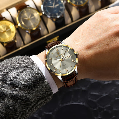 Men's Casual Quartz Watch with Luminous Dial & Date
