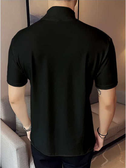 Fashion Trendy INS Minimalist Creative Solid Color Men's Short Sleeve Shirt for Sports, Fitness Running Training Casual - ayq