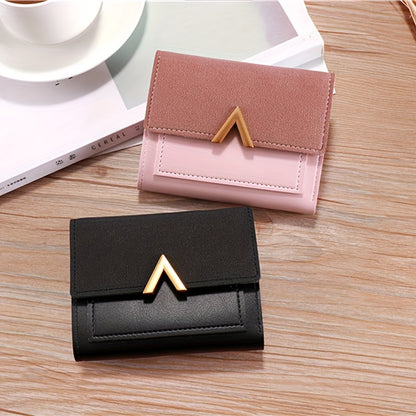 Women's Compact Tri-Fold Wallet - Short Fake Handbag with Snap Closure, Slim Card Holder & Cash Pocket, Casual Everyday Clutch for Smartphones (for women) - Asian Style Purse