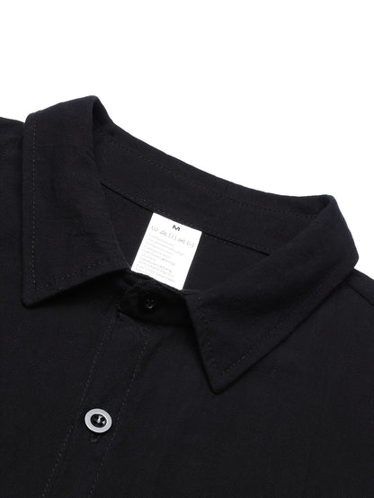 Men's Linen Casual Shirt Solid Color Lapel Breathable Top