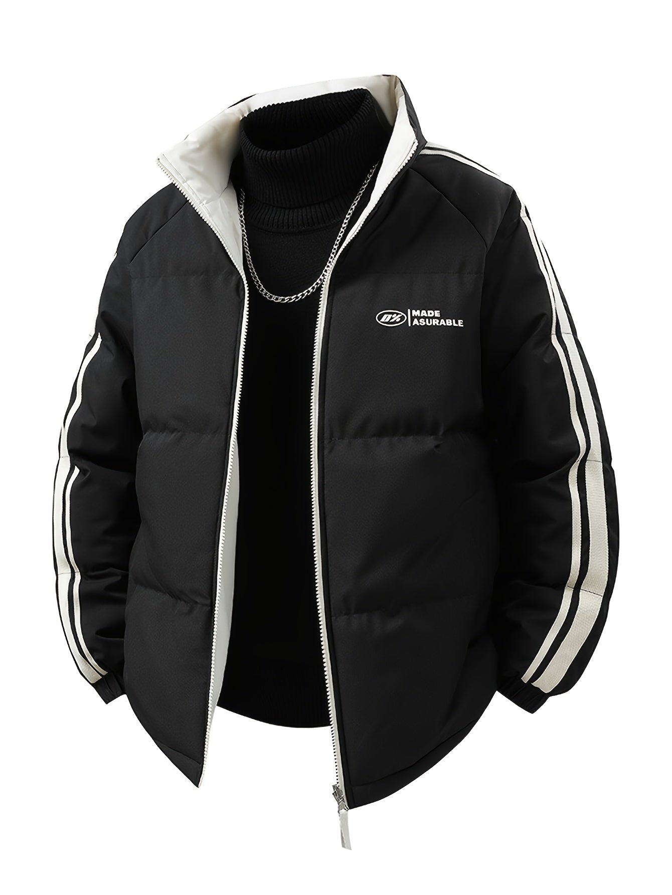 Men'S Heavy-Duty Thermal Jacket - Double-Sided Winter Coat with Full-Zip Closure, Soft Non-Stretch Fabric, Stand Collar - Cold Weather Outerwear for Office, Commuting, Thick, Outdoor - Easy-care Polyester Jacket, Winter Jacke