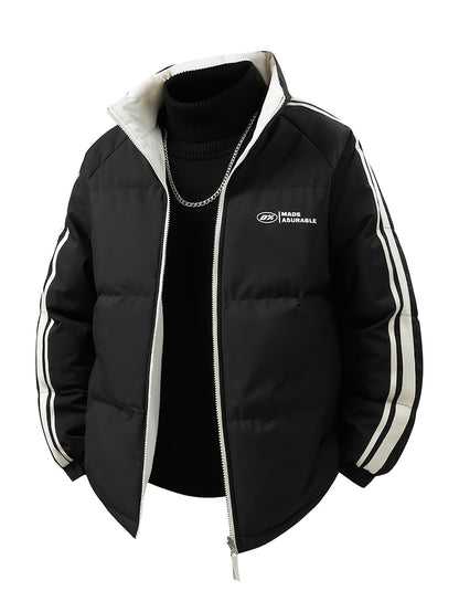 Men'S Heavy-Duty Thermal Jacket - Double-Sided Winter Coat with Full-Zip Closure, Soft Non-Stretch Fabric, Stand Collar - Cold Weather Outerwear for Office, Commuting, Thick, Outdoor - Easy-care Polyester Jacket, Winter Jacke