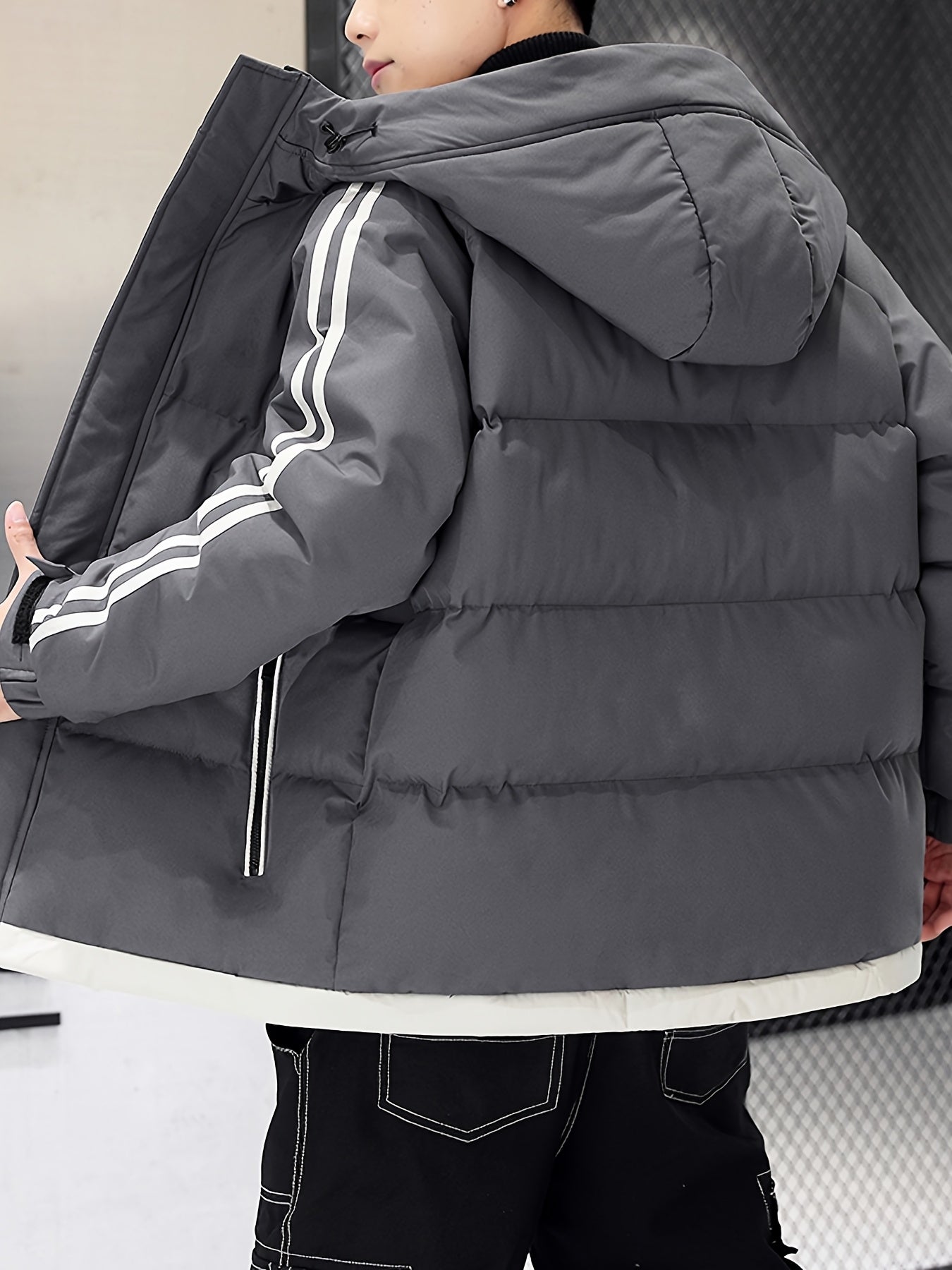 Men'S Heavyweight Winter Hooded Jacket - Thermal Insulated Cold Weather Coat with Zipper Closure, Long Sleeve Outerwear for Hiking, Skiing, Thick, Hiking Gear, Sleek Design, Durable Construction, Outdoor Enthusiasts