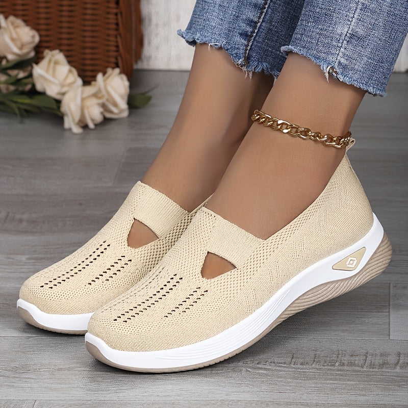 Women’s Lightweight Knit Sneakers with Cut-Out Design, All-Season