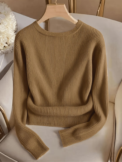 Elegant Ladies' Solid Color T-Shirt for Spring and Fall