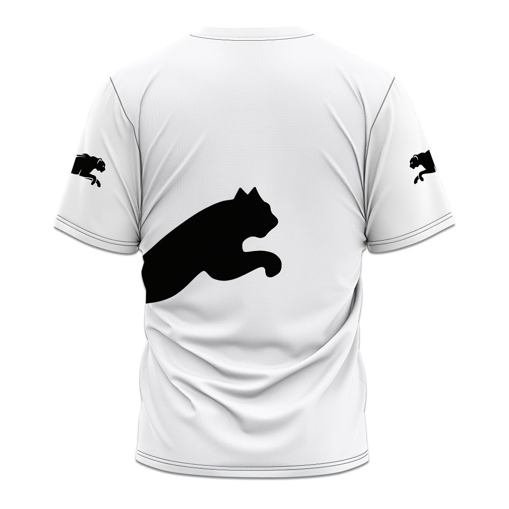 Men's 3D Print Cat Graphic T-Shirt - Casual Short Sleeve Summer Tee with Black  White Contrast Design, Breathable Round Neck Top for Outdoor Activities, Machine Washable, Relaxed Fit Shirt, Durable Fabric, Detailed Print Qua