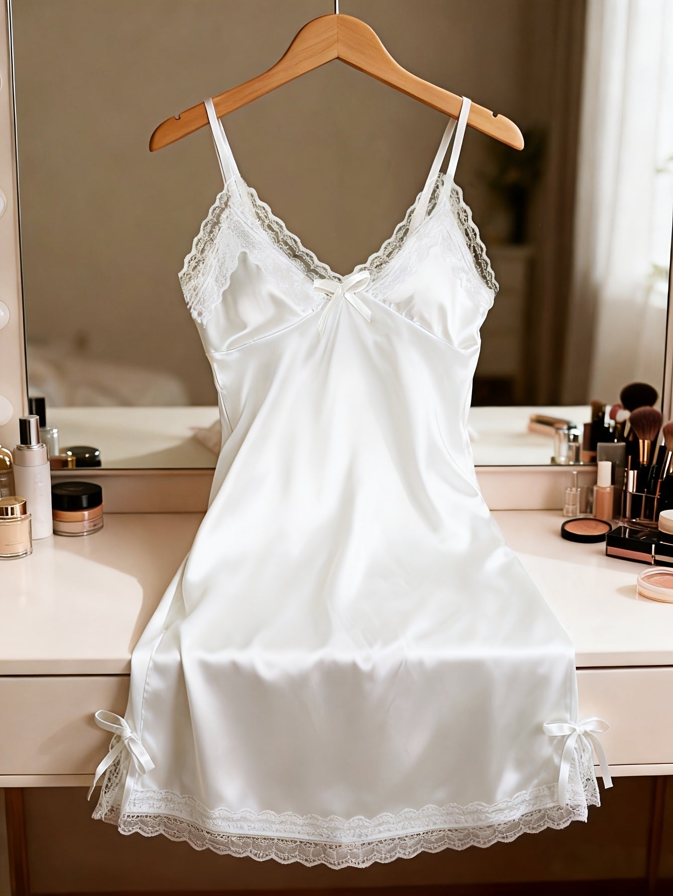 Elegant Lace Deep V Slip Dress with Spaghetti Straps