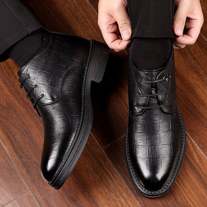 Men'S Winter Warm Fleece-Lined High-Top Dress Shoes - Non-Slip, Durable, Stylish Black Oxfords for Business & Casual Wear, Perfect for Weddings & Outdoor Events, Winter Footwear | Sophisticated Style | Durable Rubber Sole