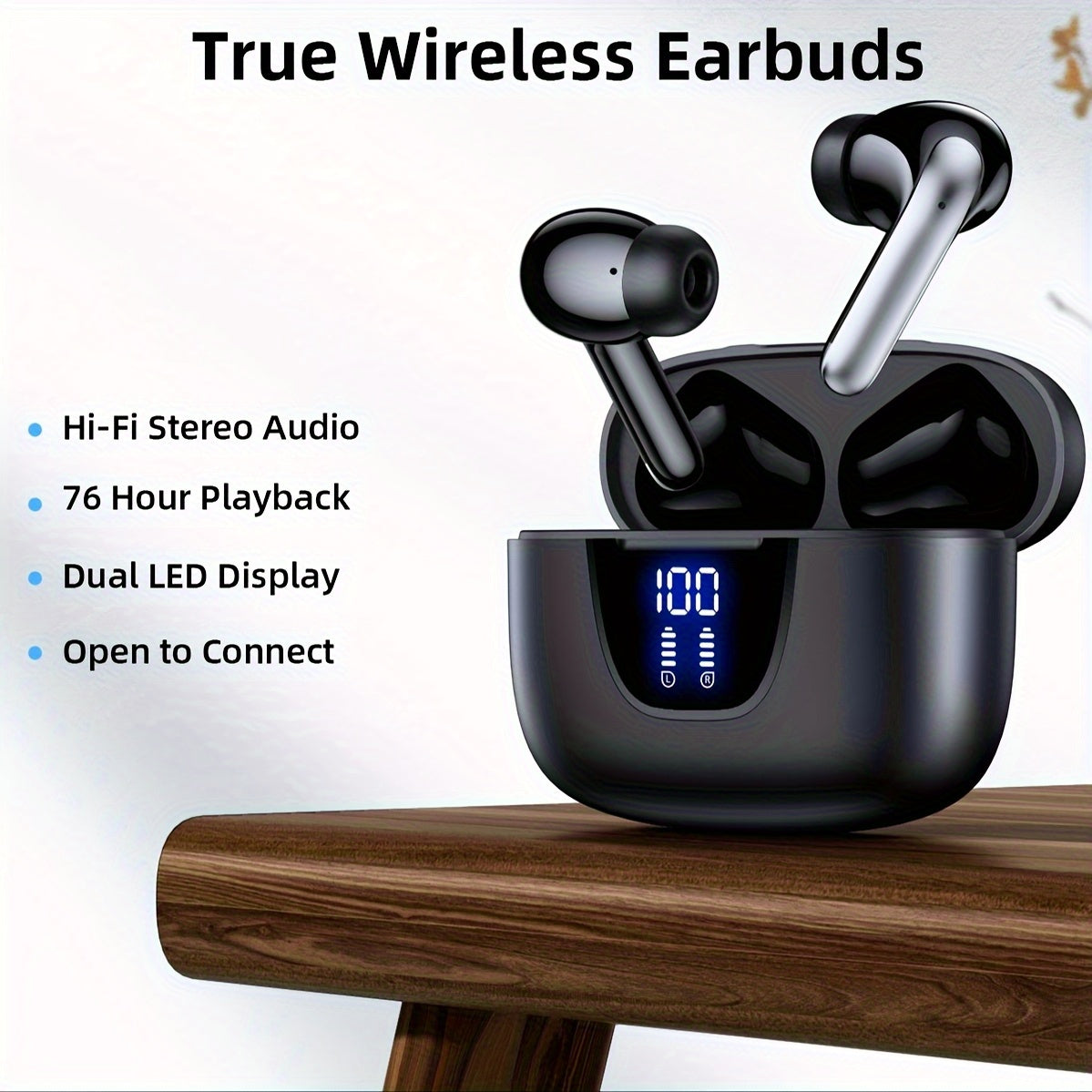 Wireless Headphones, Wireless 5.3 Earbuds, 13mm Speaker, 30H Playtime, Type-C Fast Charging Box, Stereo Wireless In-Ear Headset, Suitable for iPhone and Android In-Ear Headsets, Gaming Business Sports Headphone Mic