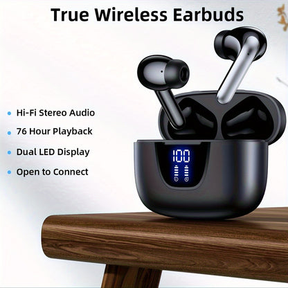 Wireless Headphones, Wireless 5.3 Earbuds, 13mm Speaker, 30H Playtime, Type-C Fast Charging Box, Stereo Wireless In-Ear Headset, Suitable for iPhone and Android In-Ear Headsets, Gaming Business Sports Headphone Mic