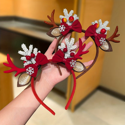 1pc Women's Christmas Antler Headband with Bow - Sweet Cute Deer Antlers Hair for Xmas Party Outfits, Winter Hair & Holiday Gift for & Ladies ( & s) - Festive Hairpiece for Christmas Photos & Events, Year-R