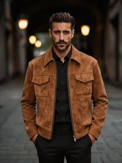 Men's Lapel Softshell Jacket Casual Spring/Fall Outerwear