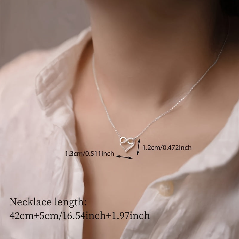 Women's Elegant Heart Pendant Necklace with Zirconia