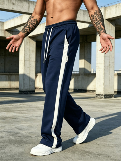 Men's Loose Fit Gym Sweatpants with Side Stripe and Pockets