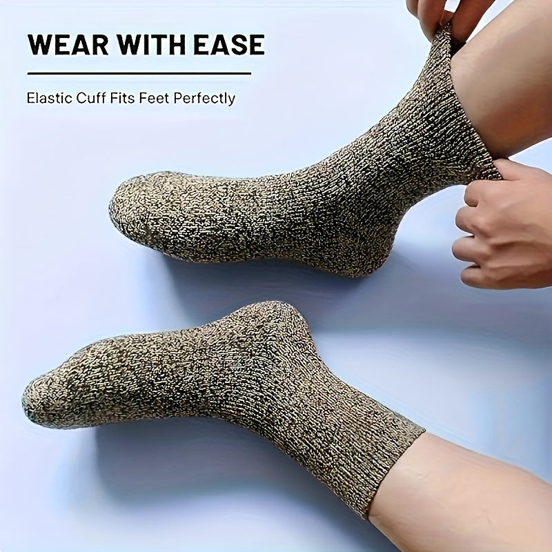 Men's 5-Pack Thick Wool Blend Mid-Calf Socks for Winter