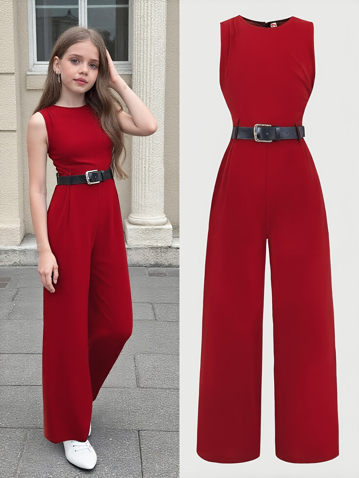 Girls' Sleeveless Wide-Leg Jumpsuit for Spring and Summer
